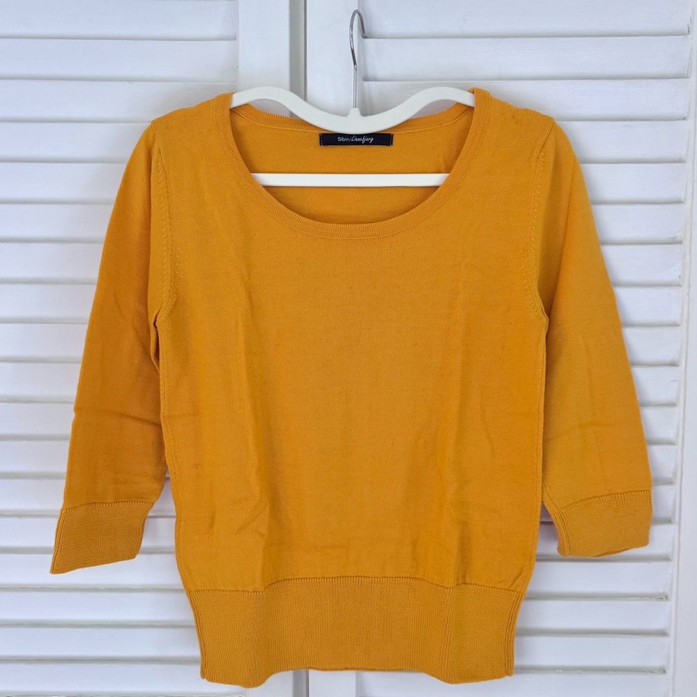 NWOT Sibin Linnebjerg Women's Wool Knit Sweater in Mustard / Sunshine Yellow - S